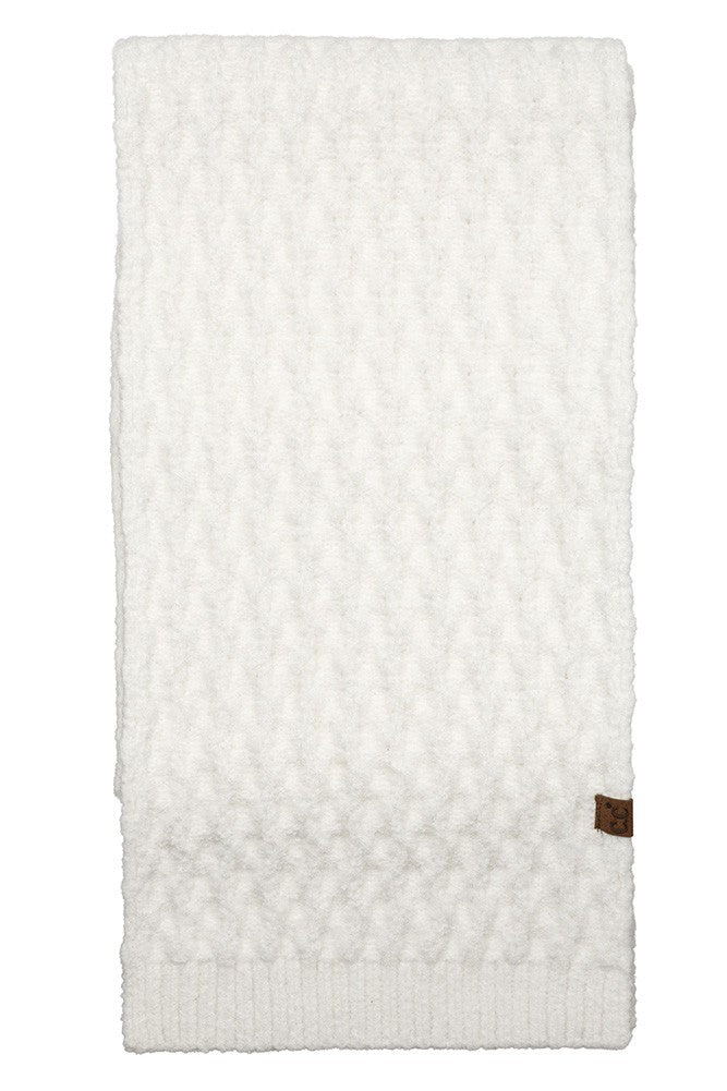 Floral Textured Knit Scarf - Ivory