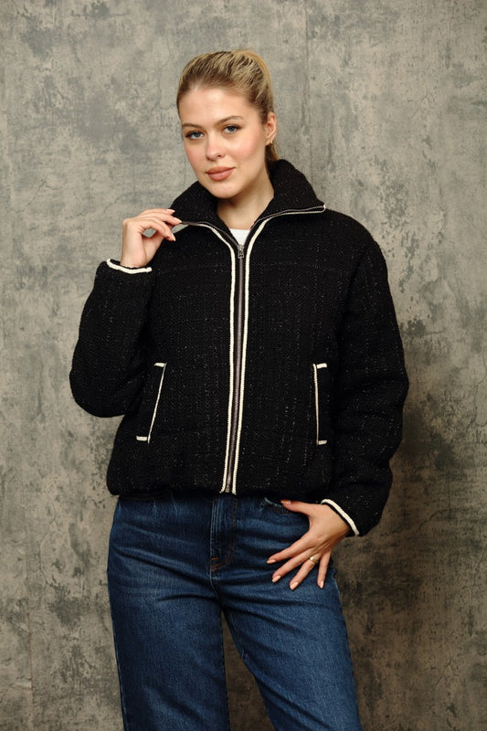 Bouclé Quilted Puffer Jacket