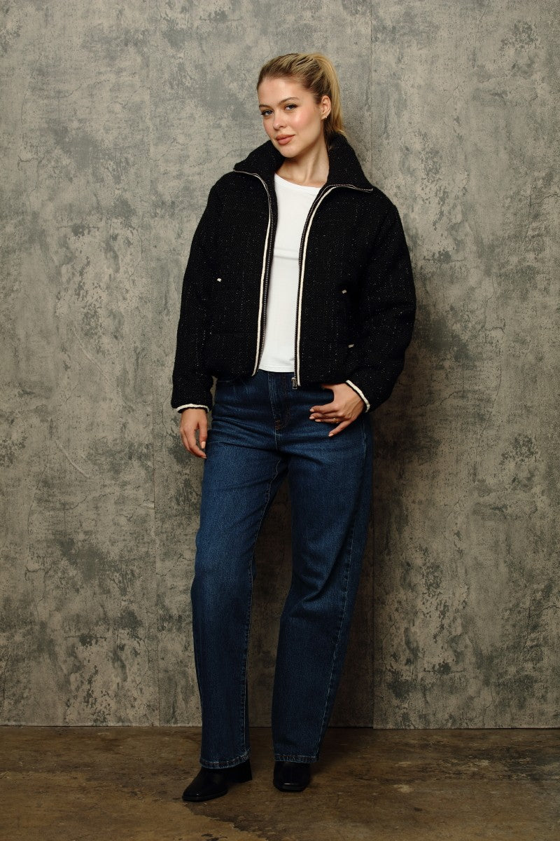 Bouclé Quilted Puffer Jacket