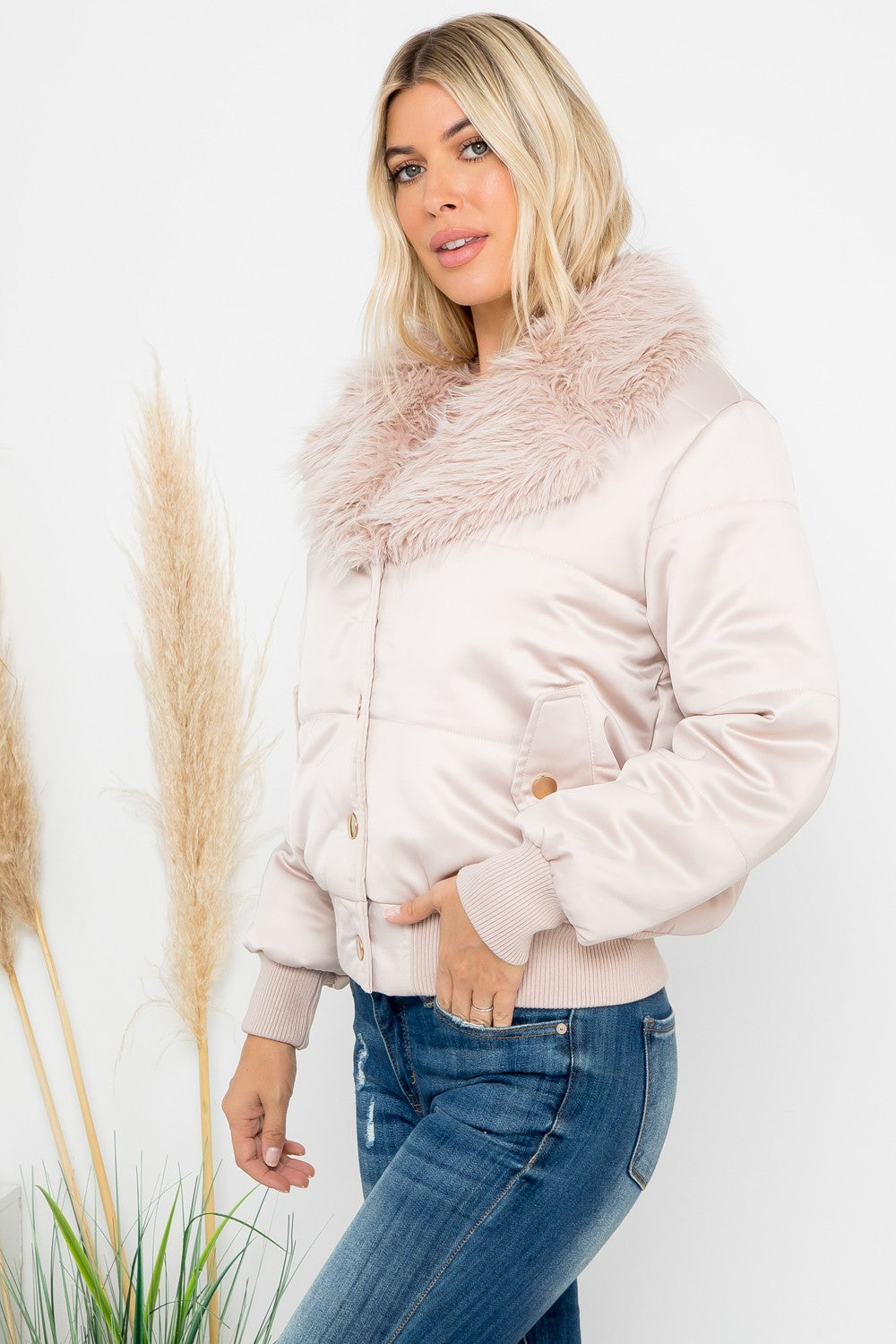 Satin Quilted Puffer Jacket
