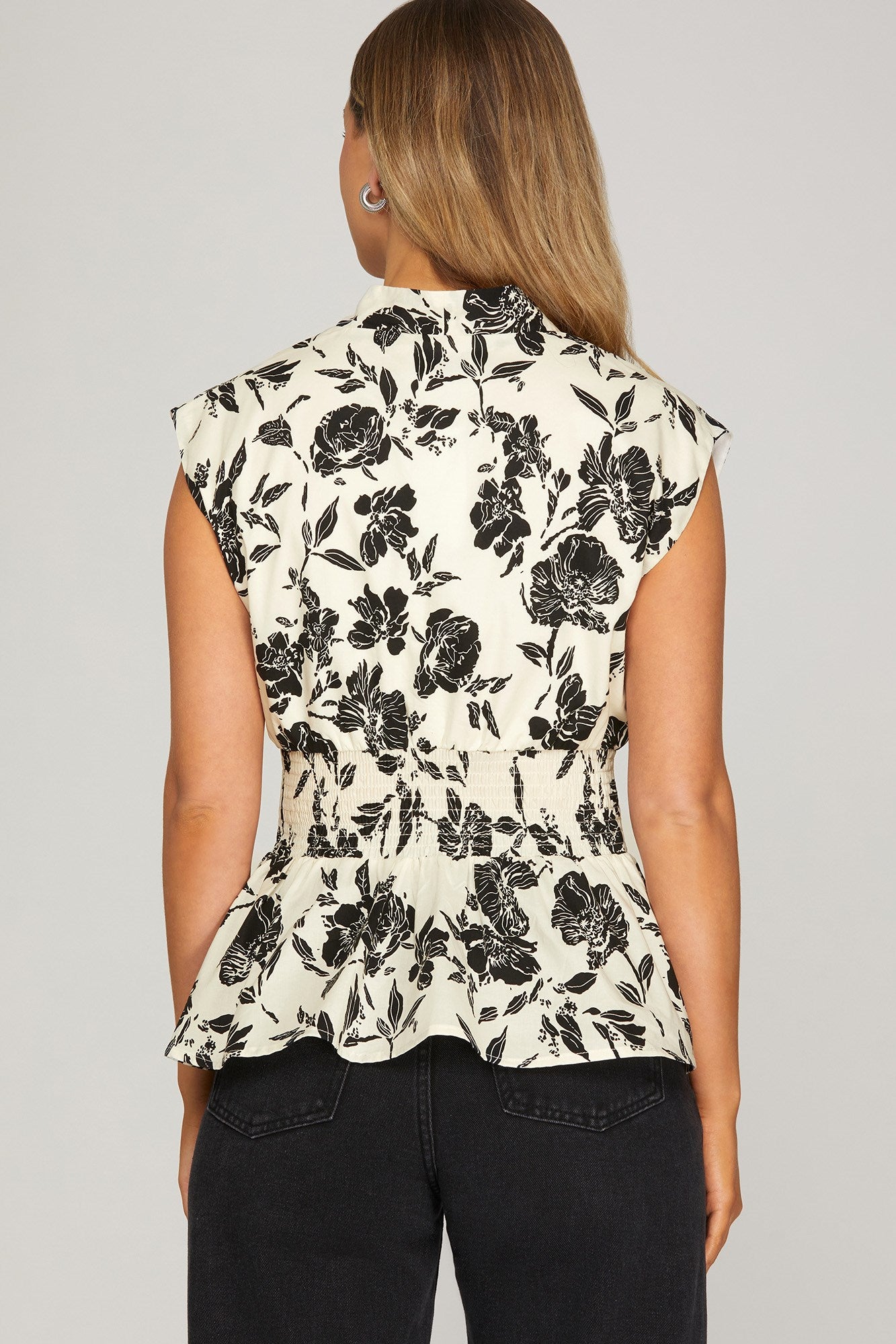 Smocked Waist Zip Top
