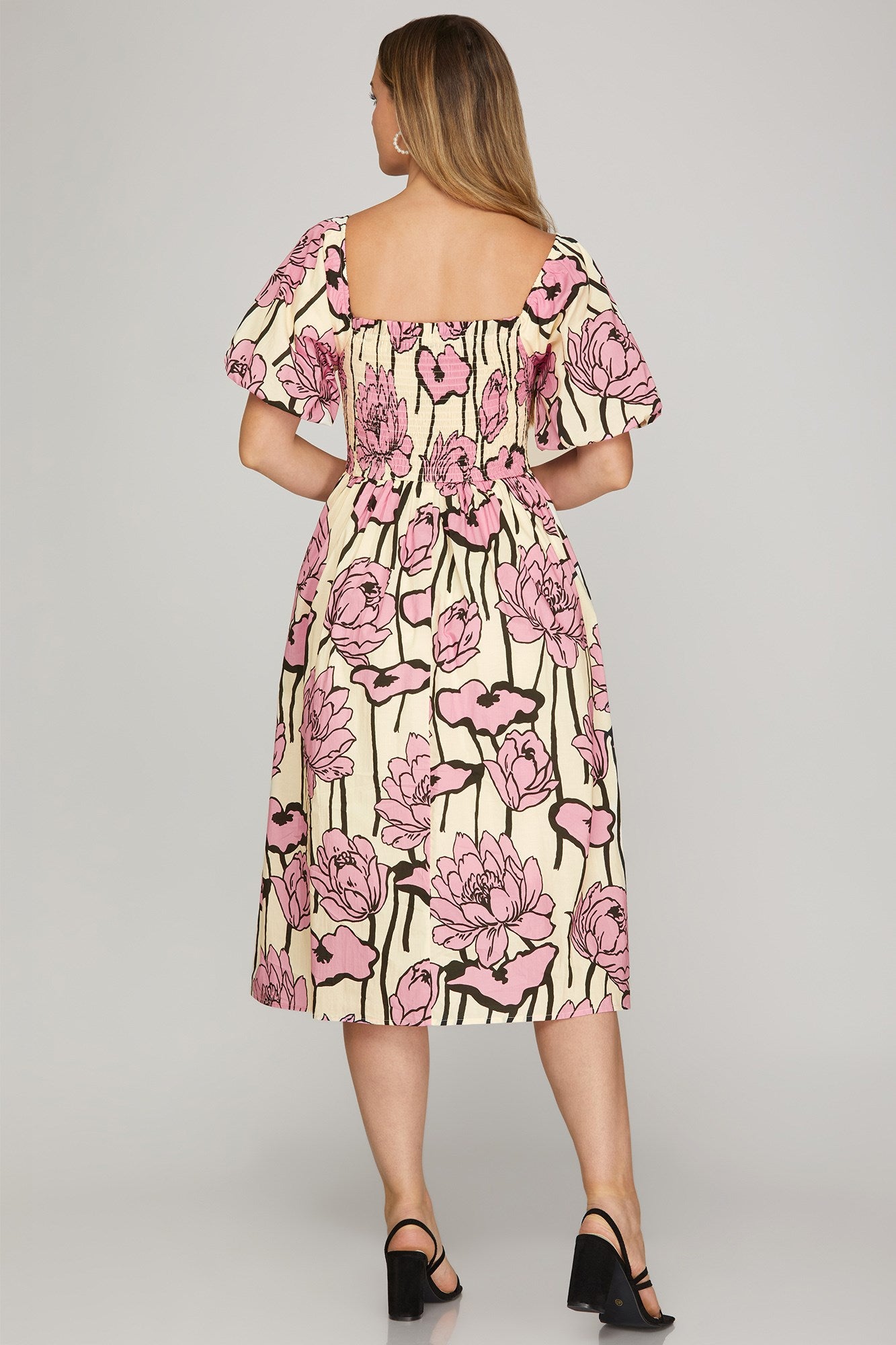 Smocked Puff Sleeve Dress