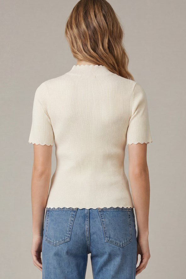 Scalloped Knit Top