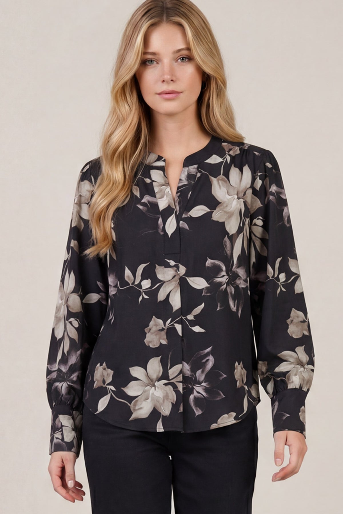 Split Neck Floral Top
