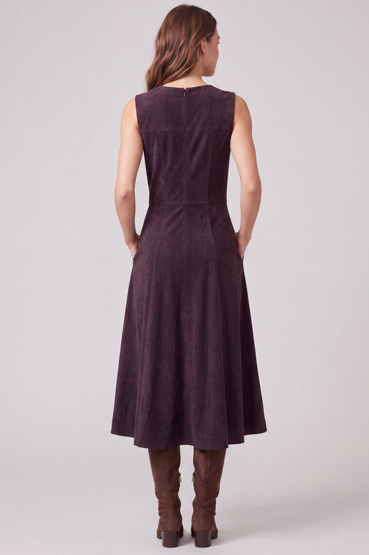 Faux Suede Wine Dress