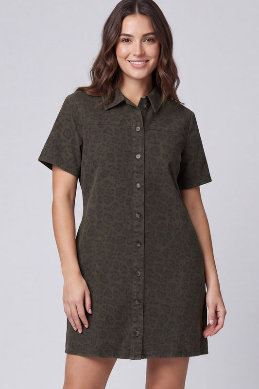 Animal Print Shirt Dress