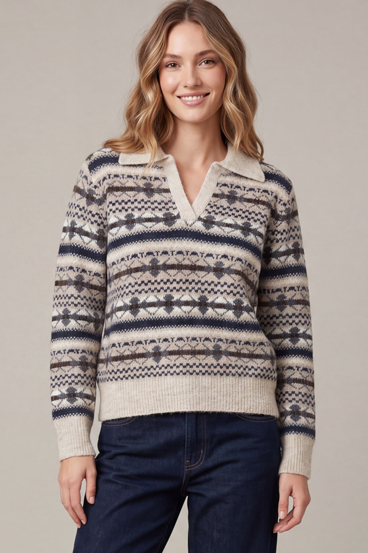 Fair Isle Polo Sweater