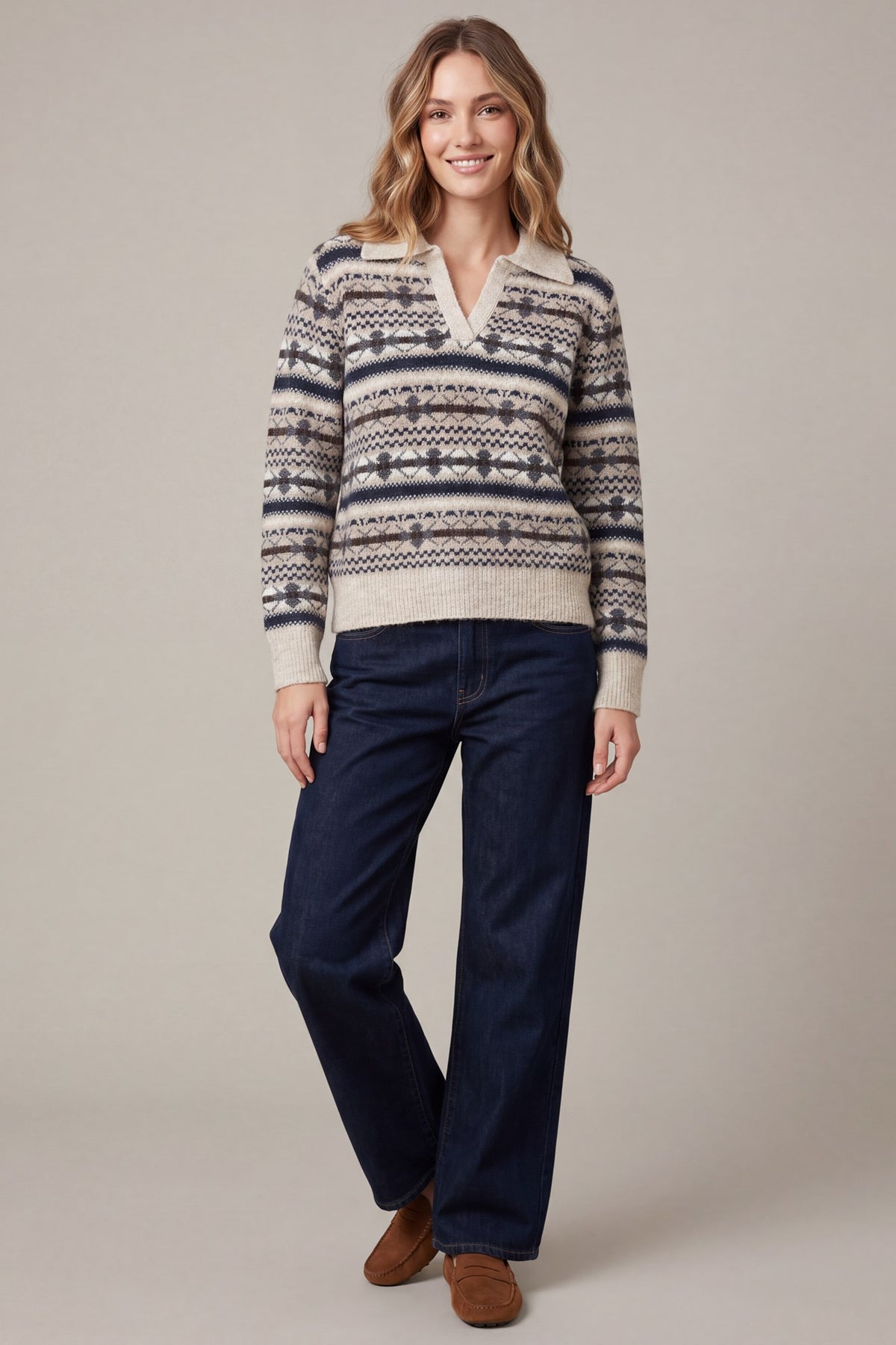 Fair Isle Polo Sweater