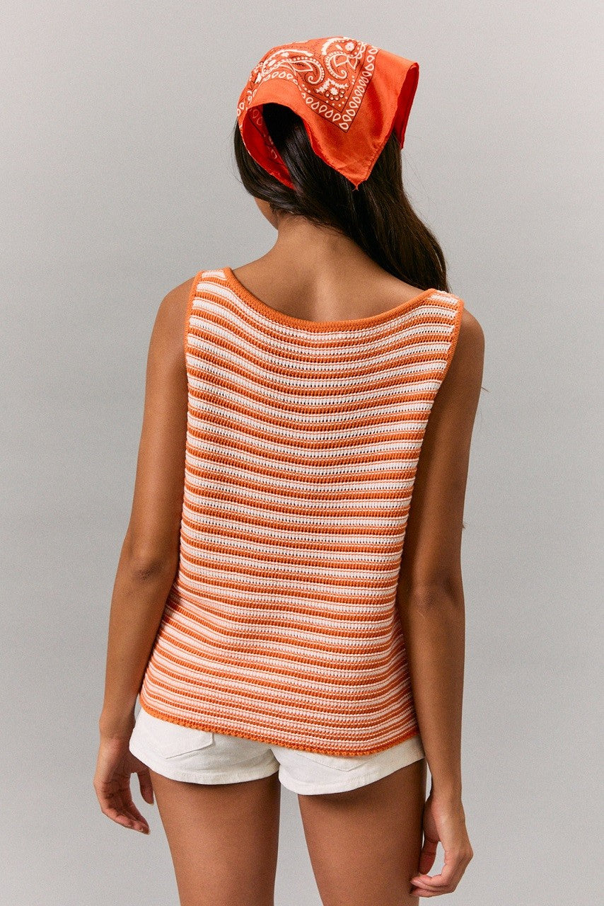 Sunset Stripe Crochet Tank