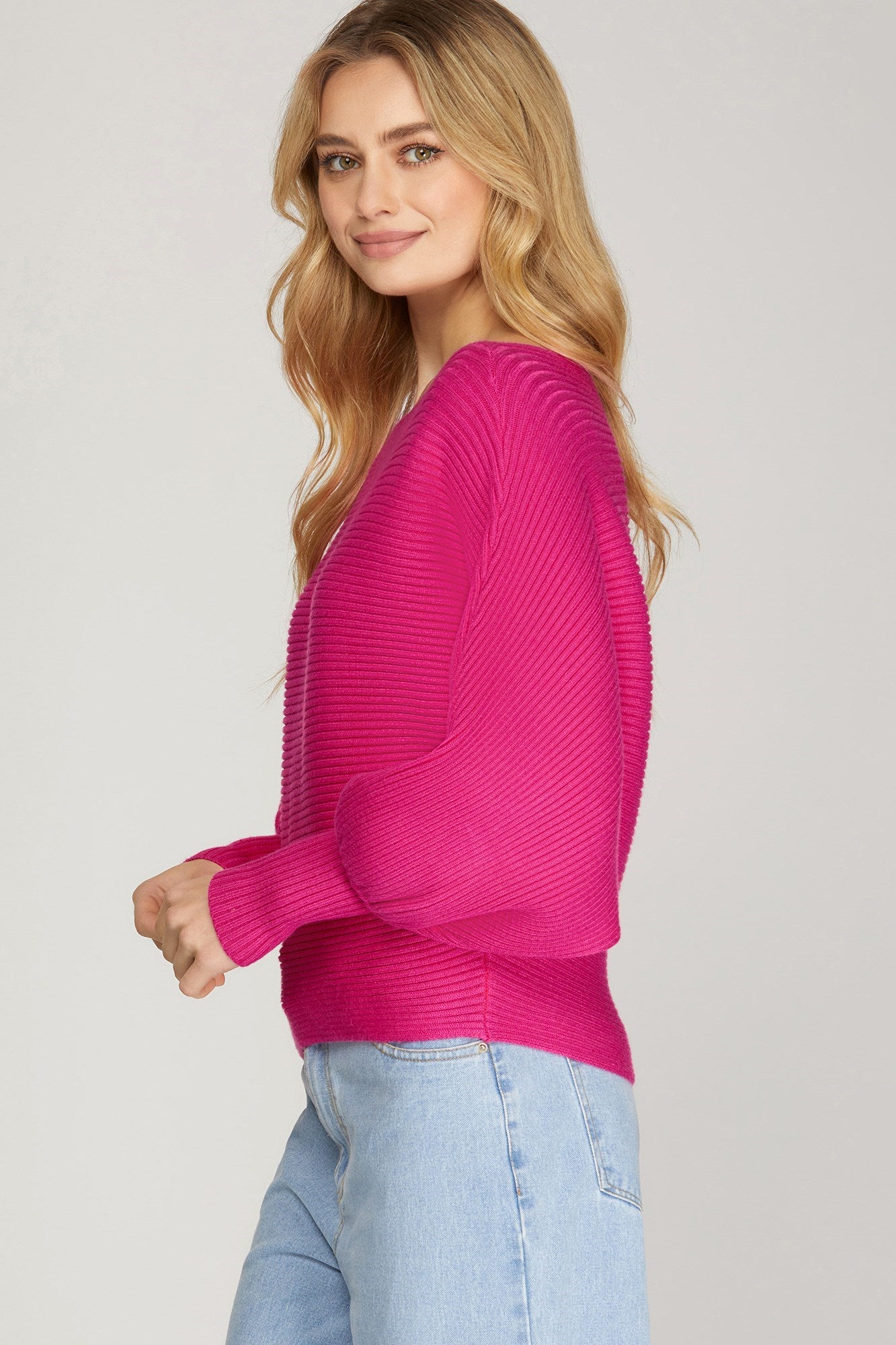 Dolman Sleeve Pink Sweater