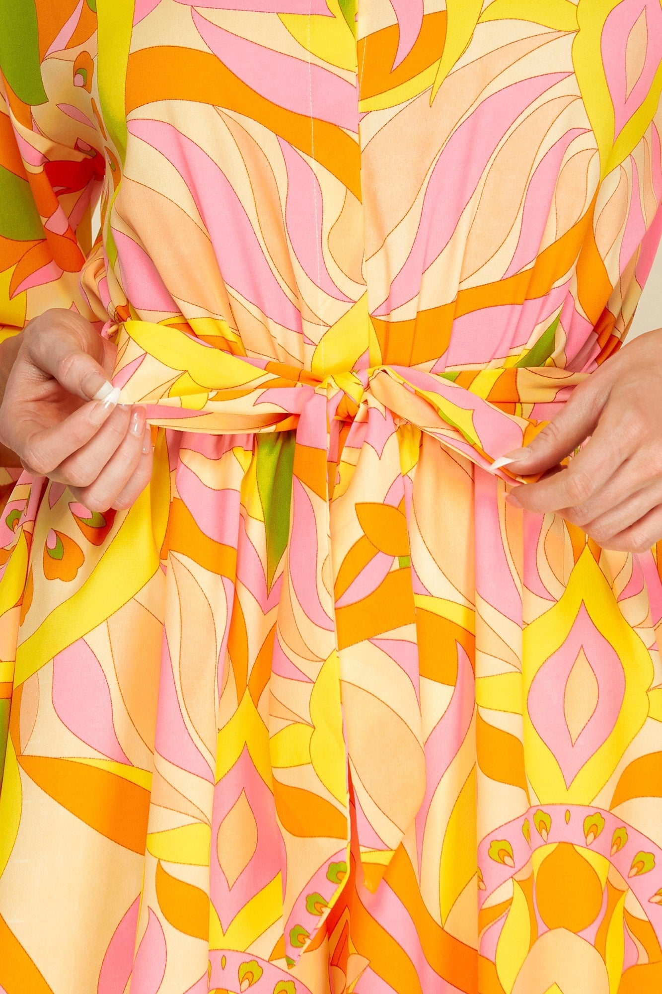Orange and Yellow Abstract Collared Romper