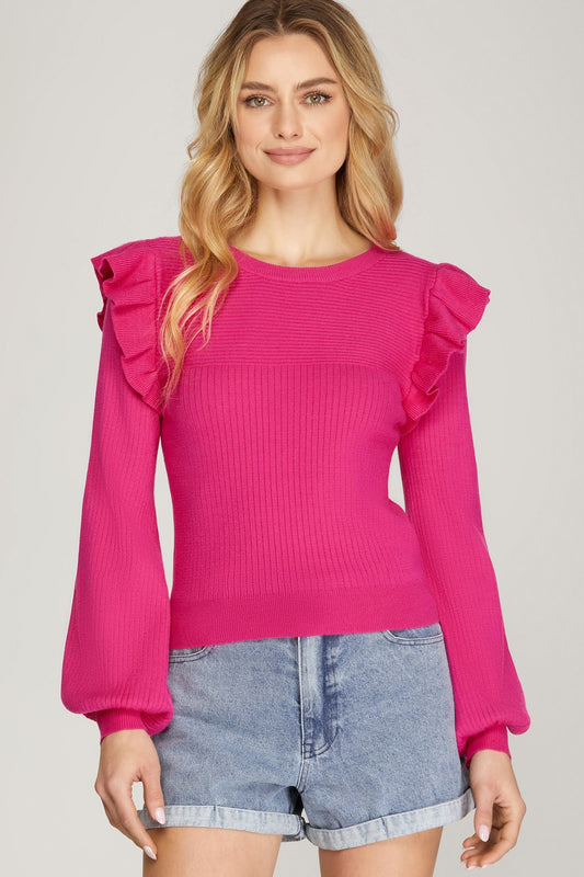 Ruffle Sweater Top