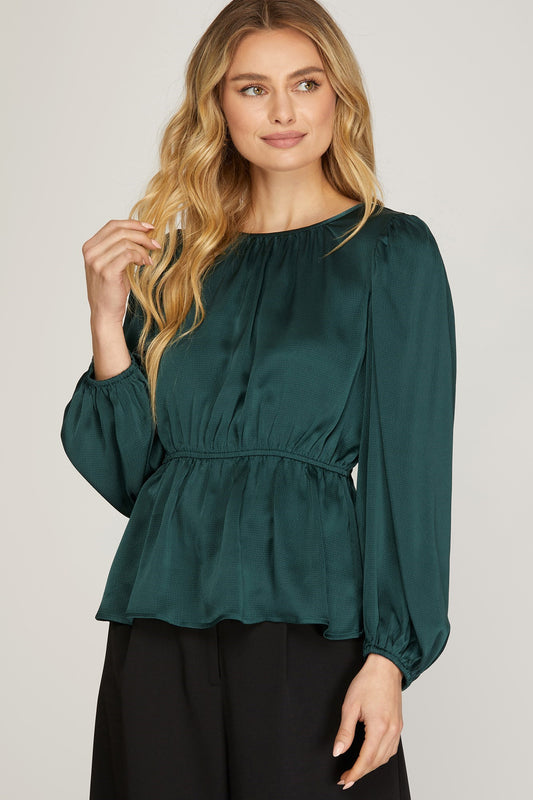 Sea Green Satin Tie Top