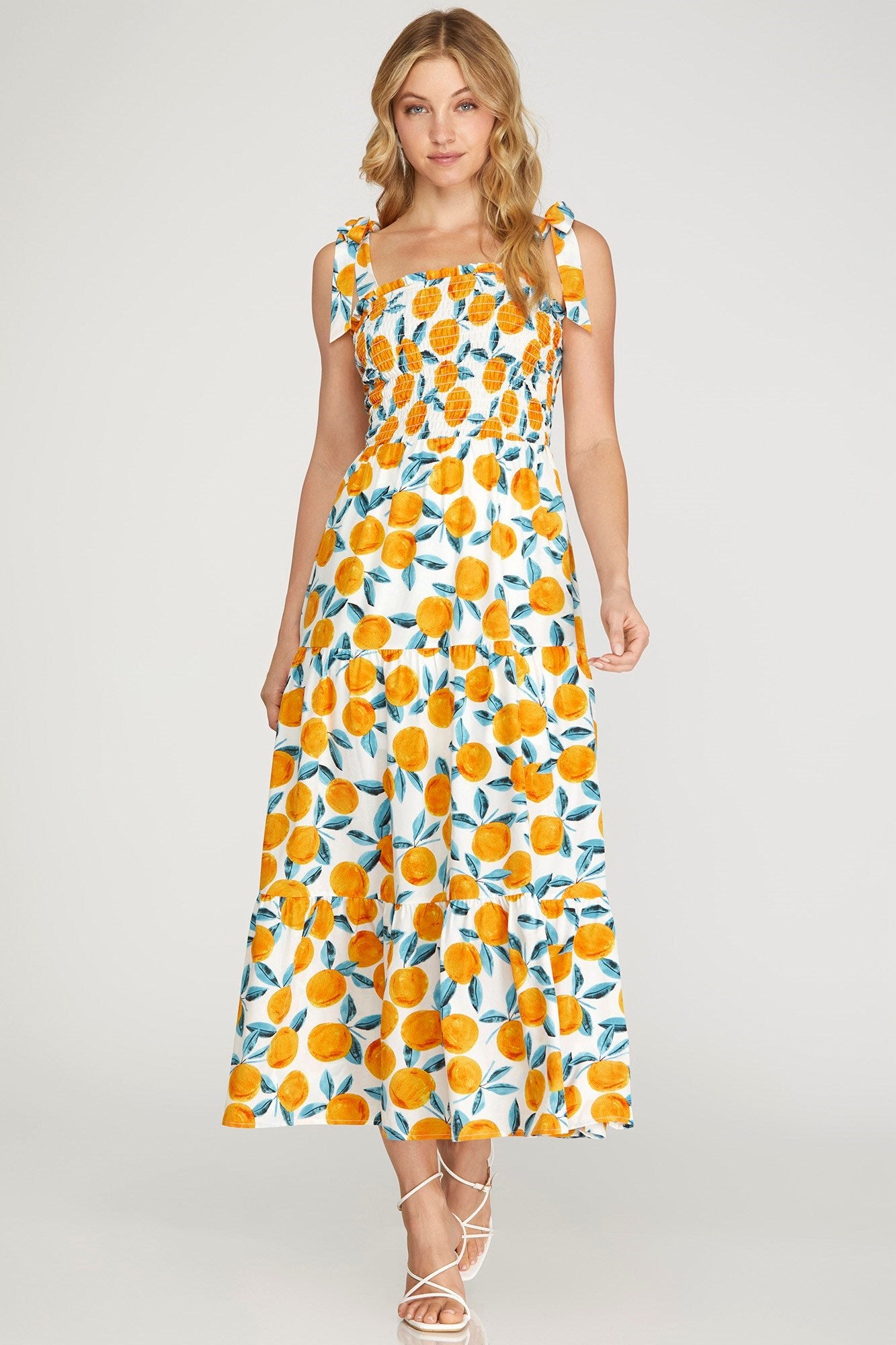 Citrus Shoulder Tie Dress