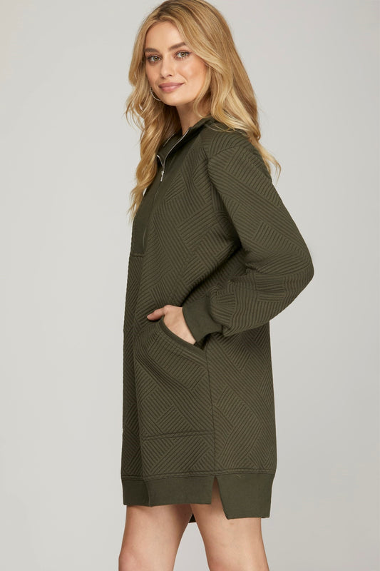 Textured Half-Zip Dress