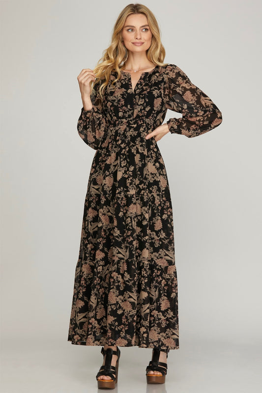 Black Floral Maxi Dress