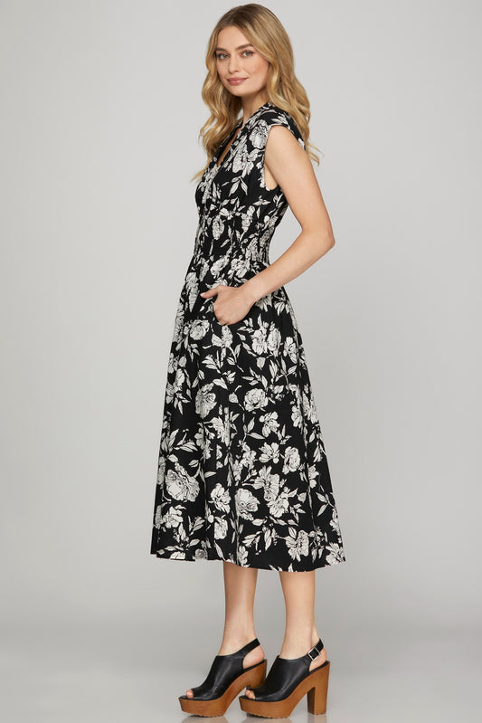 Smocked Waist Zip Dress