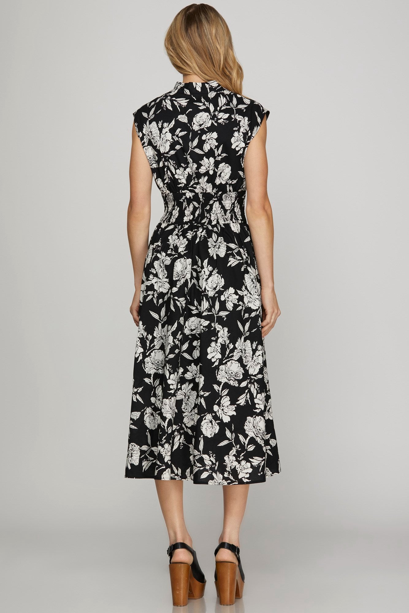 Smocked Waist Zip Dress