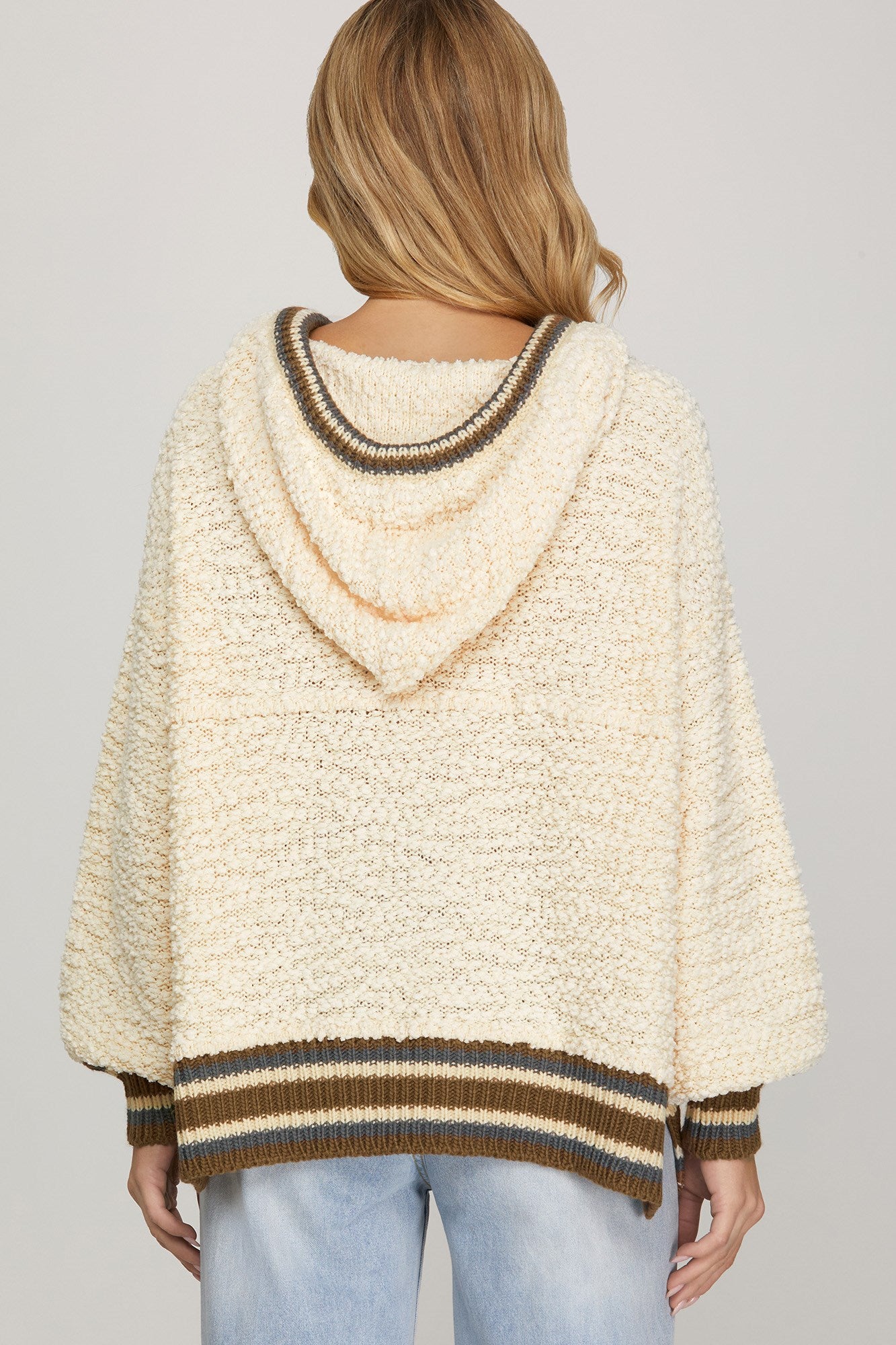 Hooded Contrast Trim Sweater