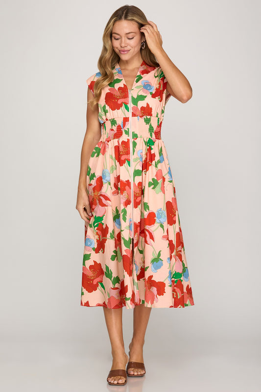 Blushing Blooms Zip Dress