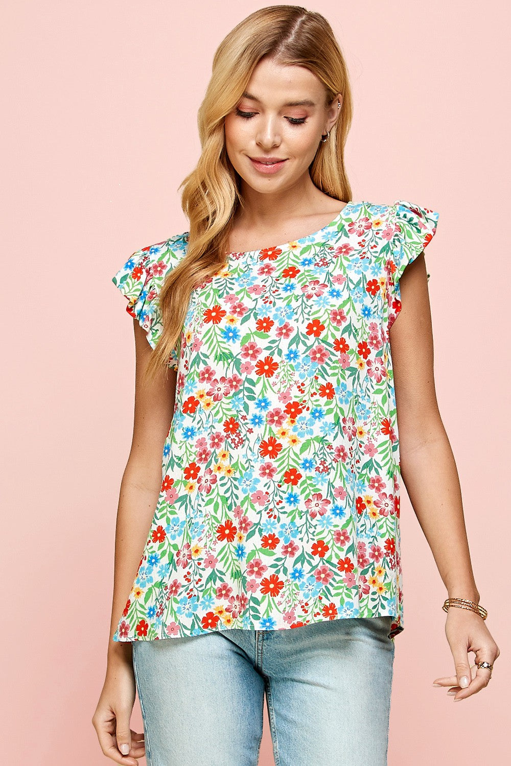 Ruffle Sleeve Blossom Top