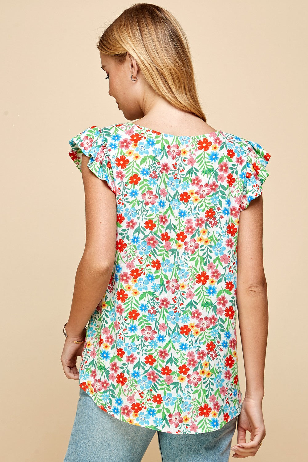 Ruffle Sleeve Blossom Top