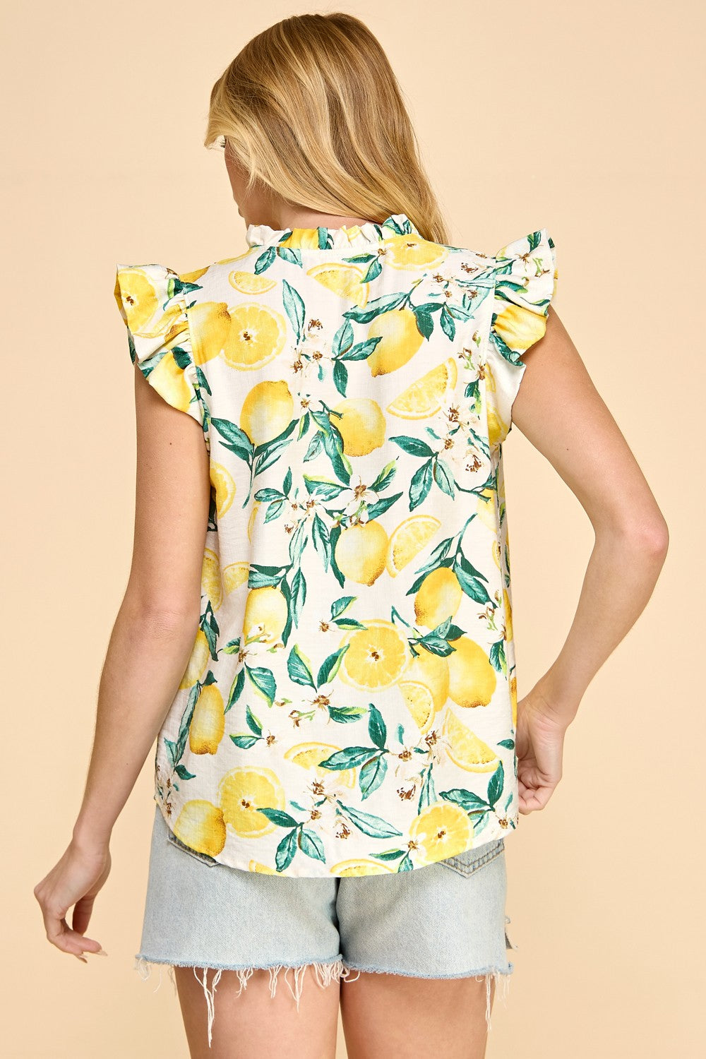 Ruffle Sleeve Lemon Top