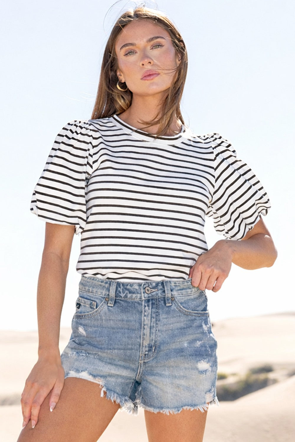 Puff Sleeve Striped Top