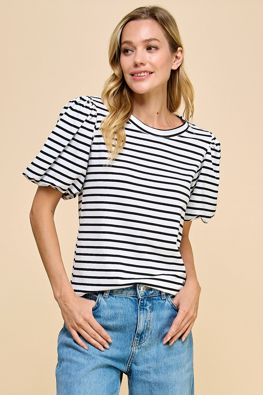 Puff Sleeve Striped Top