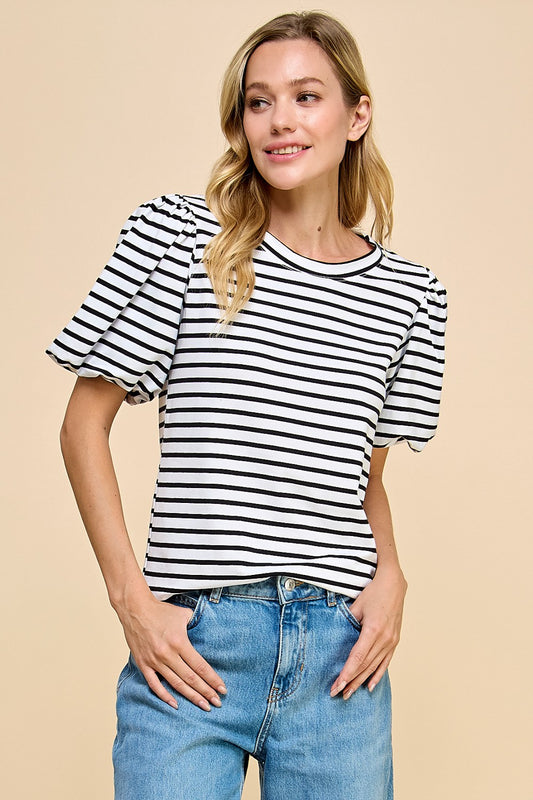 Puff Sleeve Striped Top