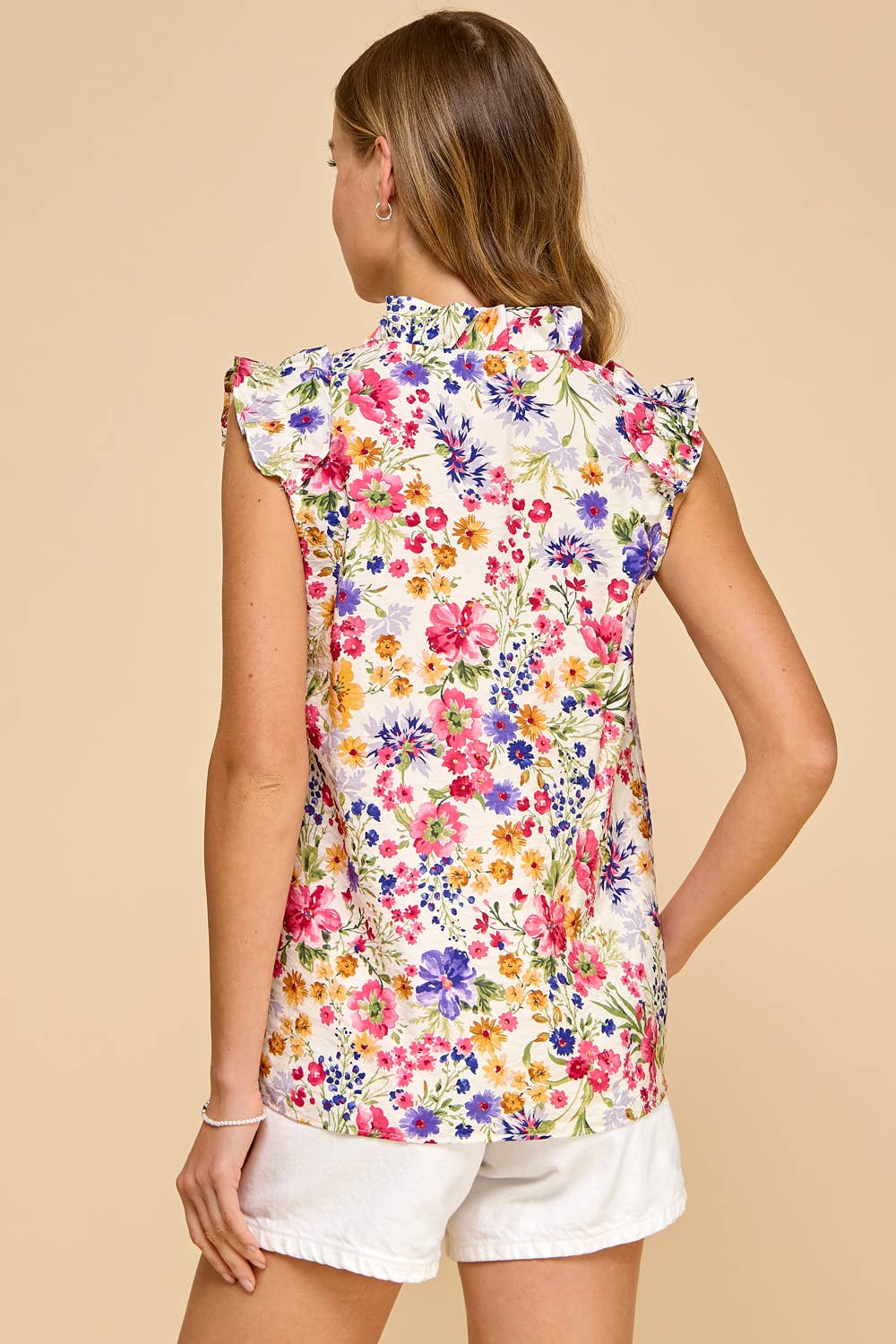 Ruffle V-Neck Floral Top