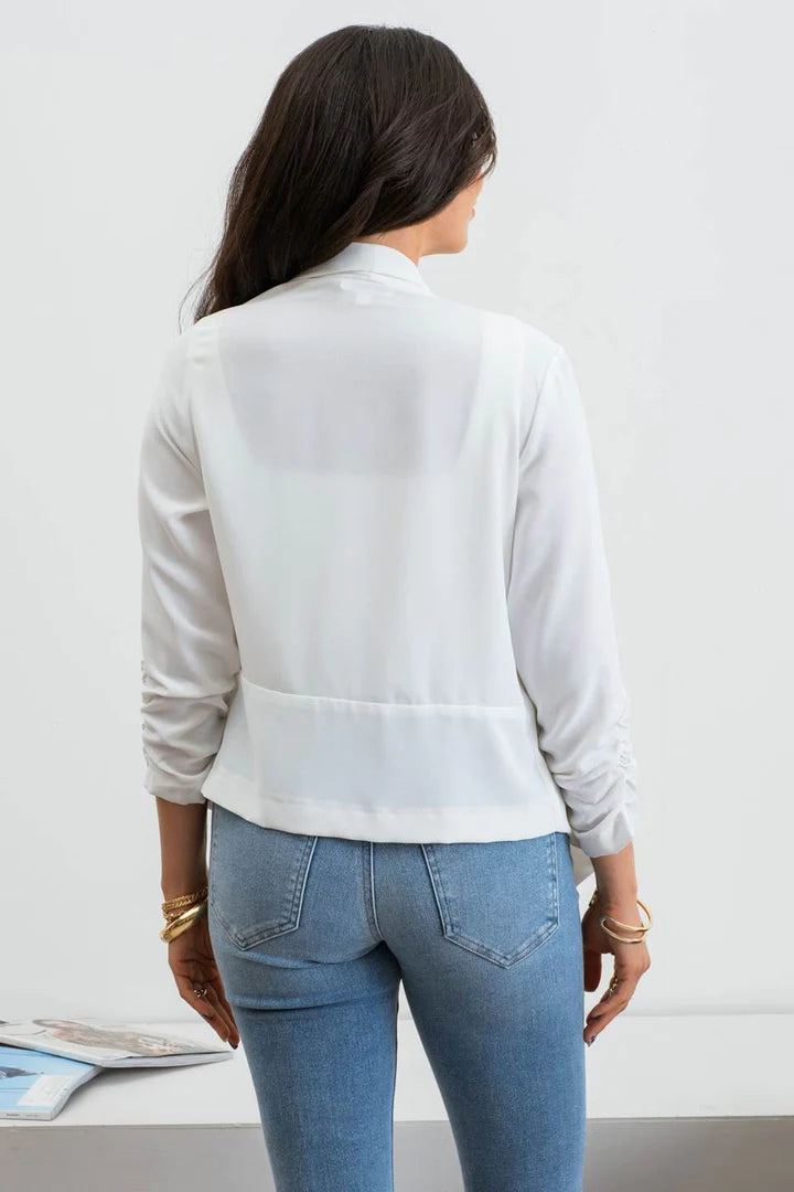 Rouched Sleeve Blazer - Off White