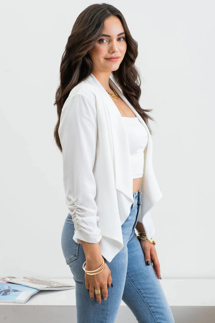 Rouched Sleeve Blazer - Off White