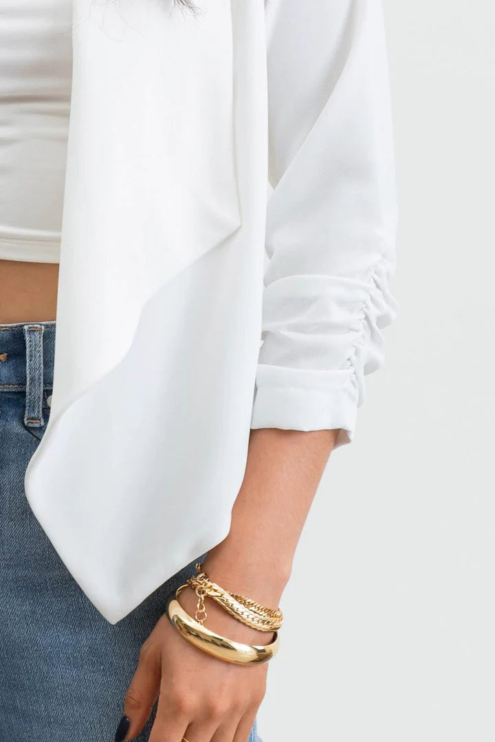 Rouched Sleeve Blazer - Off White