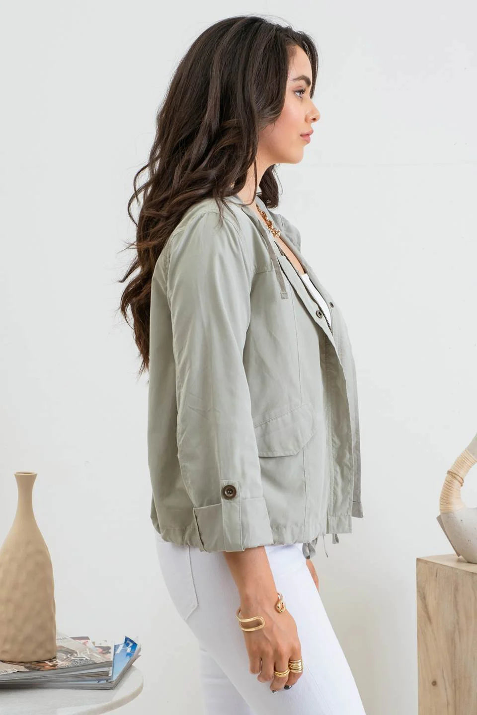 Snap Button Zip Hoodie