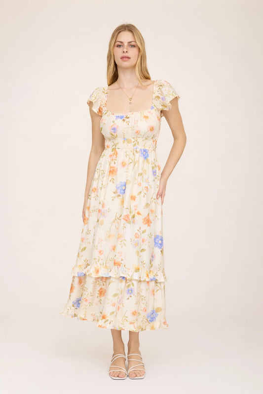 Scoop Neck Floral Dress