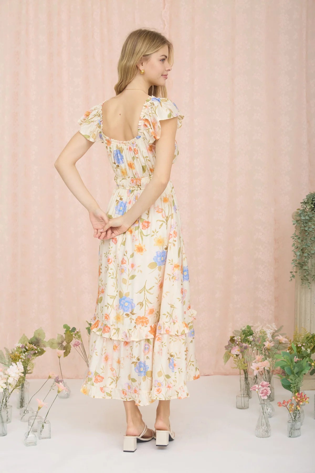 Scoop Neck Floral Dress