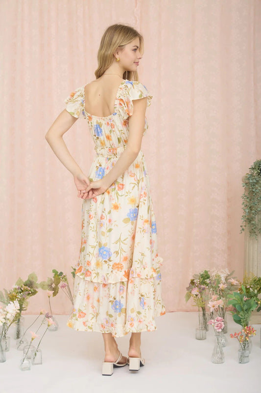 Scoop Neck Floral Dress
