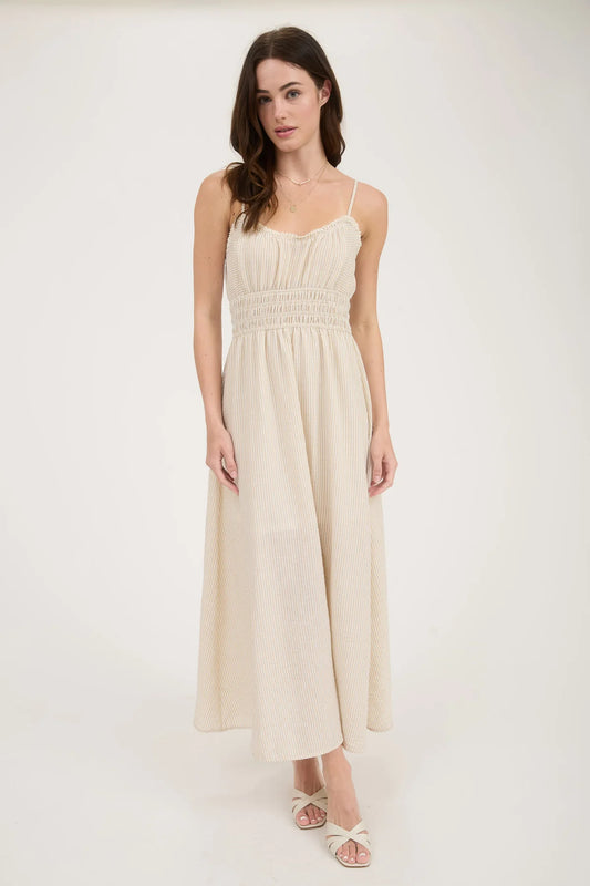 Stripe Lace Trim Maxi Dress