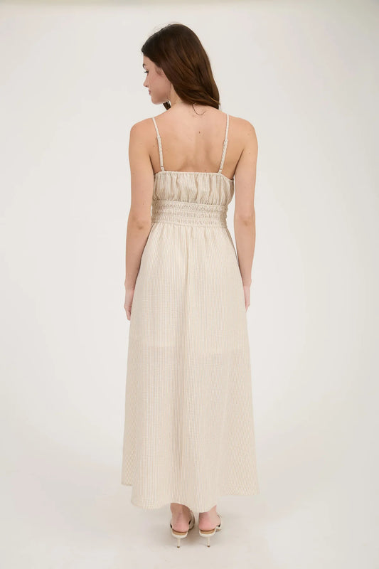 Stripe Lace Trim Maxi Dress