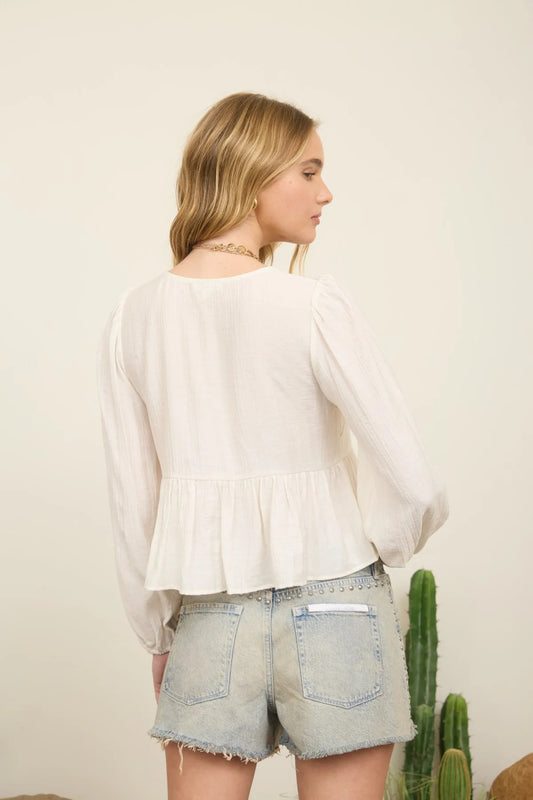 Eyelet Front Tie Top
