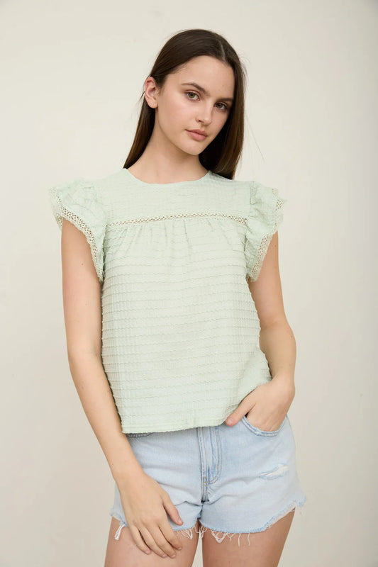 Ruffle Sleeve Lace Top