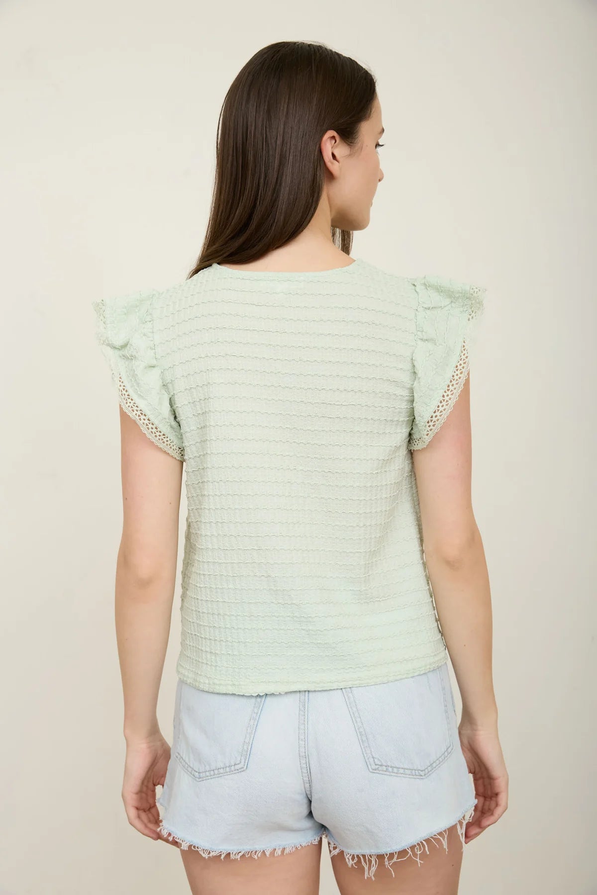 Ruffle Sleeve Lace Top