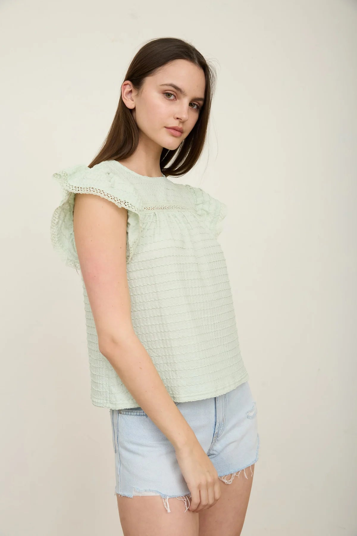 Ruffle Sleeve Lace Top