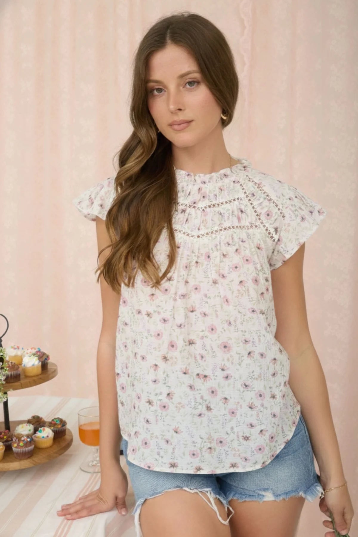 Line Lace Floral Top