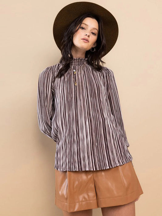 Striped Mock Neck Top