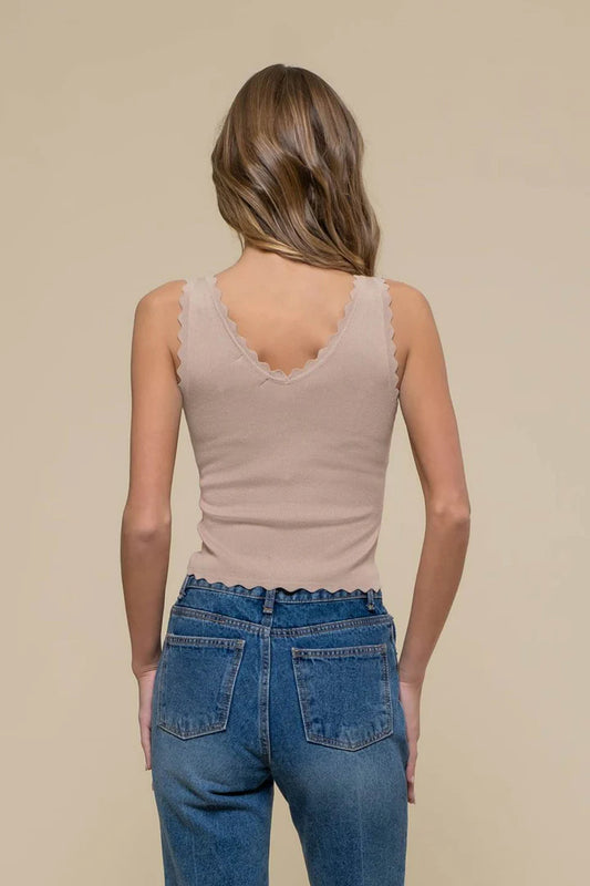 Scallop Edge Tank - Taupe