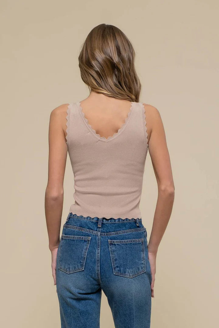 Scallop Edge Tank - Taupe