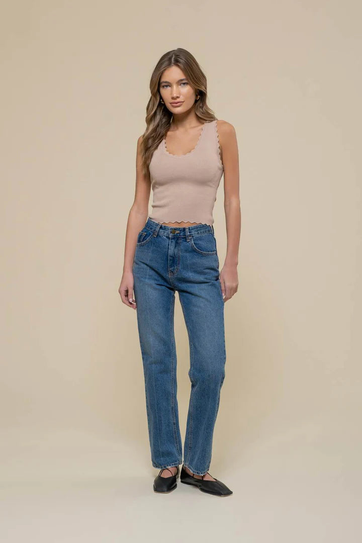 Scallop Edge Tank - Taupe