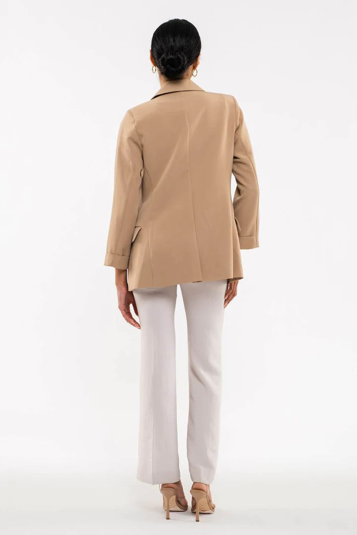 Folded Cuff Blazer - Khaki